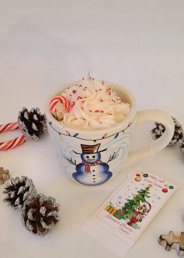 Snowman Christmas candle mug 100% soy