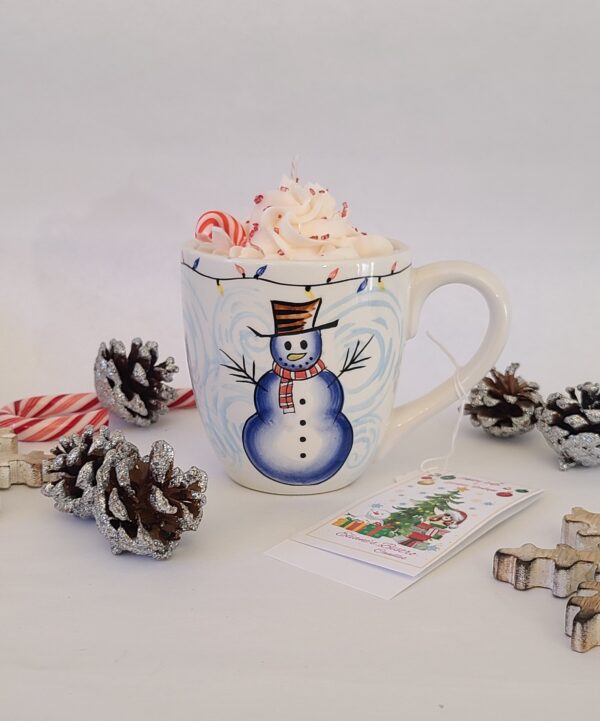 Snowman Christmas mug with whipped cream 100% soy